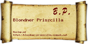 Blondner Priszcilla névjegykártya